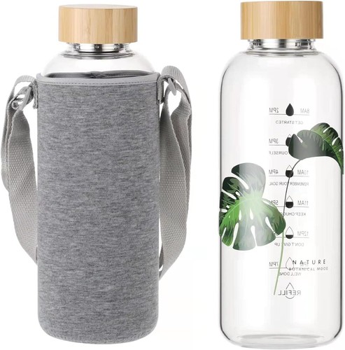 Glass water bottle wide - glass,