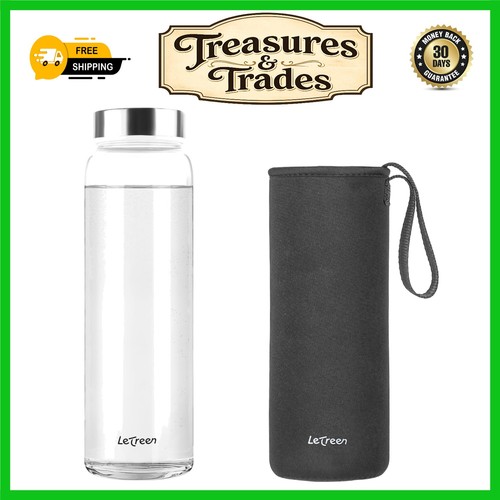 Glass water bottle with - water,